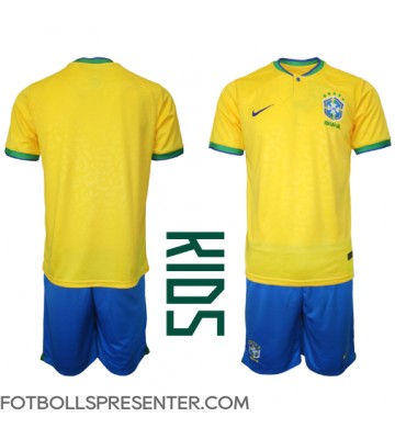 Brasilien Hemmatröja Barn VM 2022 Kortärmad (+ korta byxor)